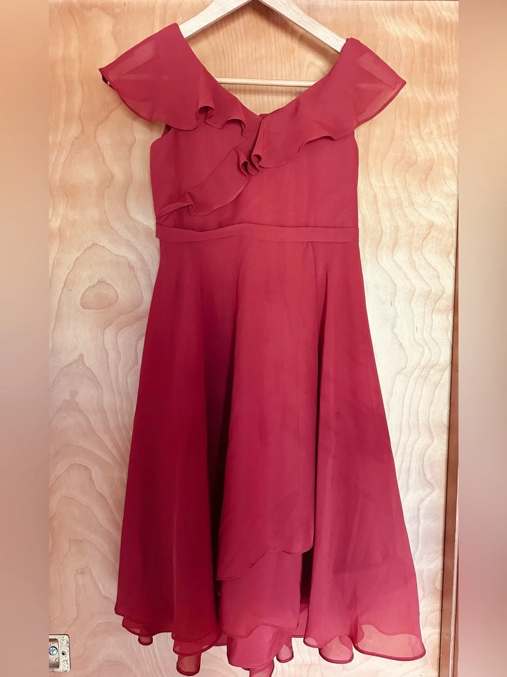 Ruffled copper Red Midi Dress